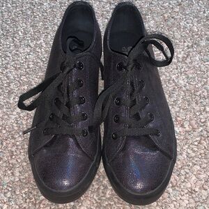 Black Iridescent Lace-Up Sneakers